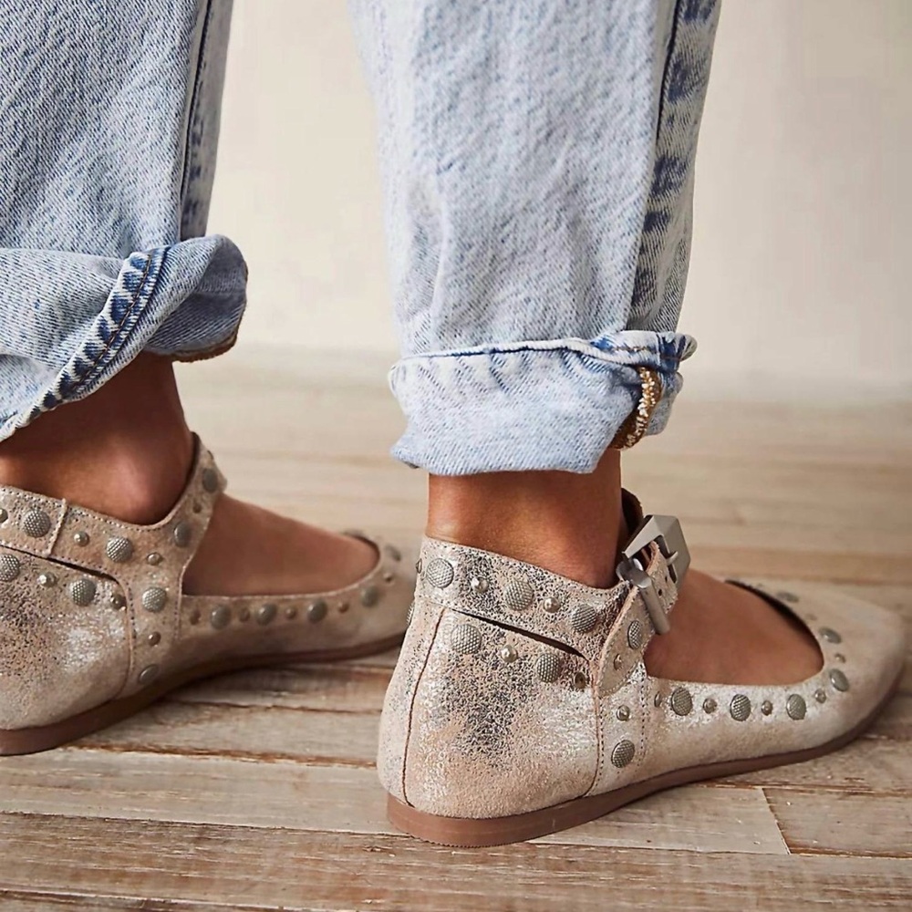 Free People Mystic Mary Jane Flats Metallic Size 8/38 - Picture 2 of 6